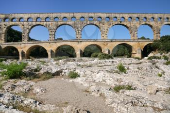 view on Pont du Gard - ancient Roman aqueduct