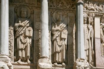 Romanesque sculptures of apostles in Church of Saint Trophime, Arles,France