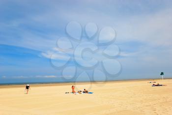 summer day on sand beach in Le Touquet, France 