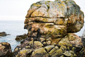 pink granite rock in Brittany, France