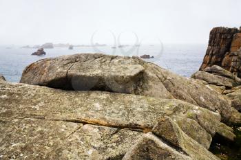 rocks on Atlantic coast in Brittany, France
