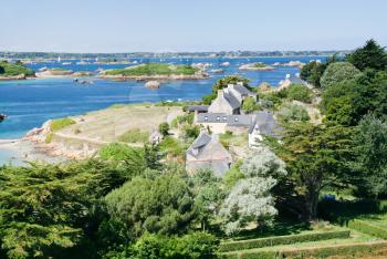view on archipelago Brehat and Ile de Brehat in Brittany, France