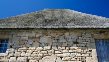 thatched roof of old Breton house on Ile de Brehat, Brittany France