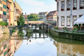 Ill river canal in old town Strasbourg, France