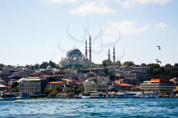 view through Golden Horn channel of Istanbul, Turkey