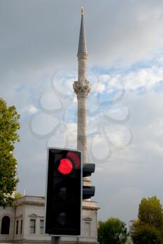 red light and minaret