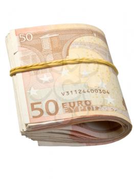 50-euro banknotes under rubber band