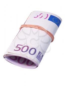 five-hundred banknotes under rubber band