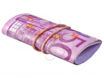 five hundred euro banknotes under rubber band