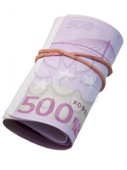 five-hundred banknotes under rubber band