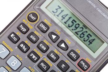 display of scientific calculator with mathematical functions close up