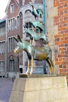 bronze sculpture of The Musicians of Bremen, Bremen, Germany