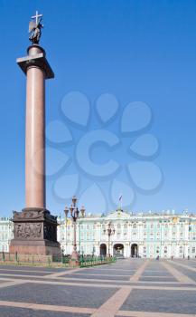 Alexander Column on Palace Square in St.Petersburg, Russia
