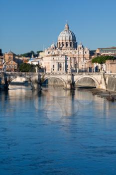 view on Tiber and St Peter Basilica