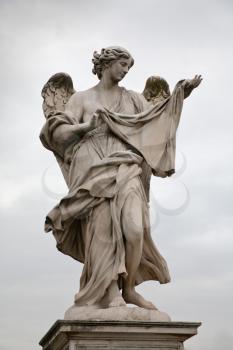 Angel statue on St.Angel  Bridge in Rome, Italy