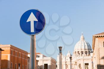 Road sign - direct to St Peter Basilica, Rome, Italy