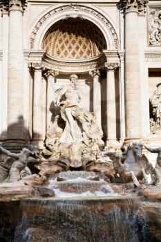 sculptural composition of Trevi Fountain in Rome, Italy