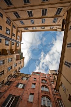 View on sky in Italian urban yard
