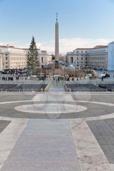 view on St.Peter Square with Egyptian obelisk and Christmas tree