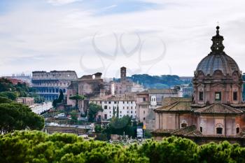 view of Coliseum from Capitol Hill, Rome, Italy