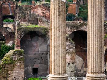 columns and ruins on Capitoline Hill, Rome, Italy