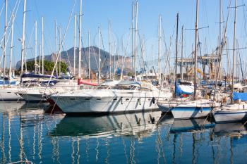 yachts and boats in old port in Palermo, Italy