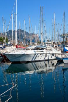 yachts and boats in old port in Palermo, Italy