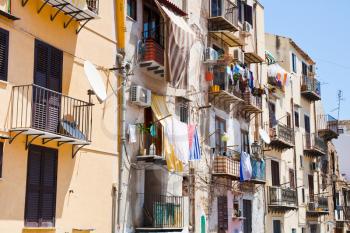 typical municipal house in Palermo in summer day, Italy