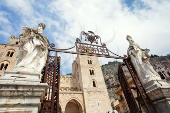 gateway to Cathedral-Basilica of Cefalu, Sicily, Italy