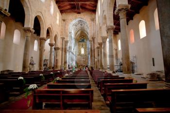 interior of the medieval Cathedral in Cefalu, Sicily, Italy