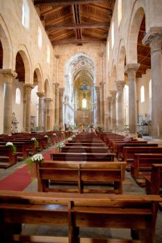 interior of the medieval Cathedral in Cefalu, Sicily, Italy