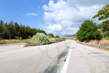 empty highway in Sicily in summer day
