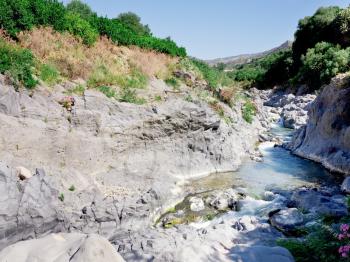 riverbed of river Alcantara, Sicily, Italy