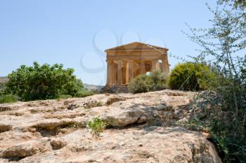 antique Temple of Concordia in Valley of the Temples, Agrigento, Sicily
