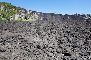 hardened lava field on Etna slope, Sicily