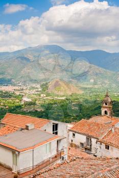 mountain valley in Sicily, view from town Castiglione di Sicilia