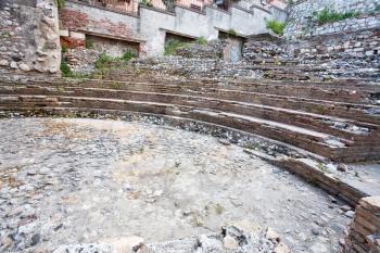 antique roman amphitheater Odeon, Taormina, Sicily, Italy