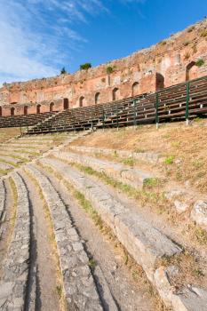 outdoor antique amphitheatre Teatro Greco, Taormina, Sicily