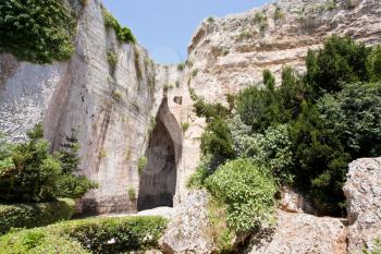 cave Ear of Dionysius in archaeological park in Syracuse, Italy