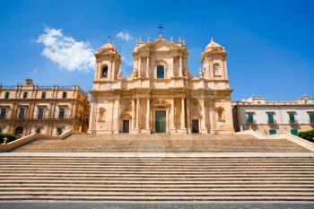 the Cathedral in late Baroque style town Noto, Sicily, Italy