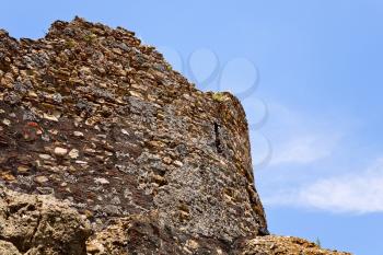 wall of ancient norman castle in Calatabiano, Sicily