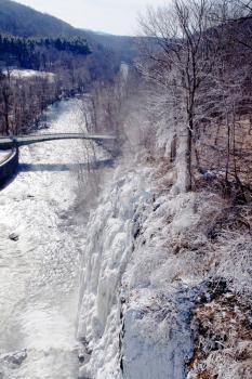mountain river in winter. Croton river.