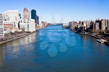 panoramic above view of East river in New York City