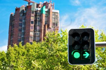 building construction and green light signal