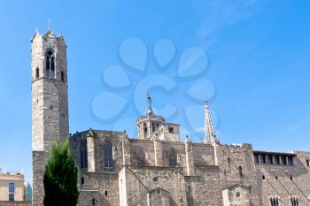 walls of Gothic Cathedral of the Holy Cross and Saint Eulalia in Barcelona