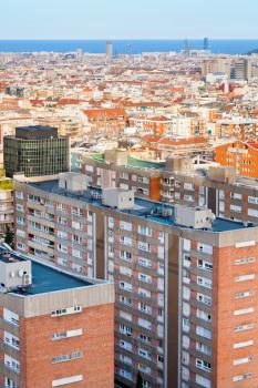 above view of living district in Barcelona evening