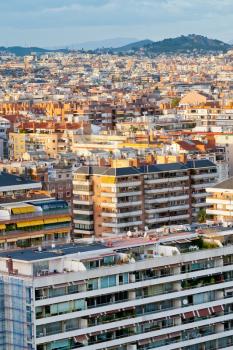 panorama of Barcelona city in evening