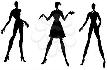sketch of fashion model - silhouettes of moving people