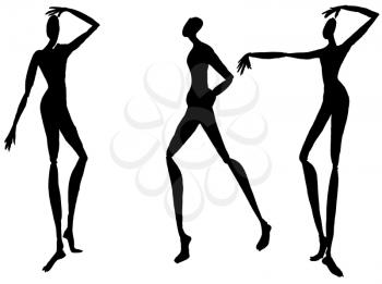 sketch of fashion model - silhouettes of people motion