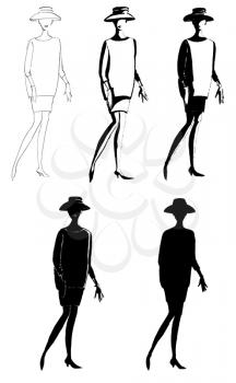 sketch of fashion model - different contours of business suit